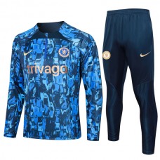 Chelsea Dětské Tréninkové Soupravy 2023-24 - 1-4 Zip Modrá Camouflage