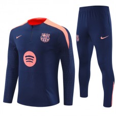 Dětský FC Barcelona Tréninková Mikina Soupravy 2024-25 - 1-4 Zip Dark Modrá