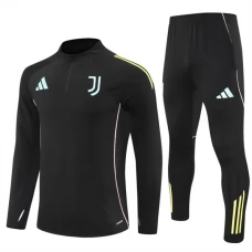 Dětský Juventus Tréninková Mikina Soupravy 2025-26 - 1-4 Zip Černá