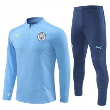 Dětský Manchester City Tréninková Mikina Soupravy 2024-25 - 1-4 Zip Modrá