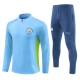 Dětský Manchester City Tréninková Mikina Soupravy 2024-25 - 1-4 Zip Modrá Zelená