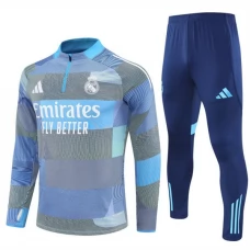 Dětský Real Madrid Tréninková Mikina Soupravy 2025-26 - 1-4 Zip Modrá