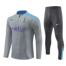 Dětský Tottenham Hotspur Tréninkové Soupravy 2024-25 - 1-4 Zip Šedá Modrá