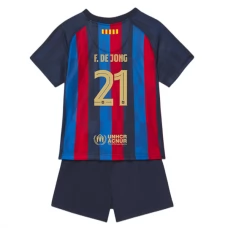 FC Barcelona Dětské Fotbalové Dresy Komplet 2022-23 F. De Jong 21 Domácí