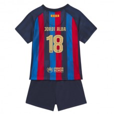 FC Barcelona Dětské Fotbalové Dresy Komplet 2022-23 Jordi Alba 18 Domácí