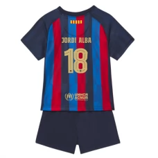 FC Barcelona Dětské Fotbalové Dresy Komplet 2022-23 Jordi Alba 18 Domácí