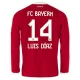FC Bayern Mnichov Luis Díaz 14 Domácí Dres 2026-27 Dlouhý Rukáv