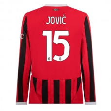 Fotbalové Dresy AC Milan Jović 15 Domácí 2024-25 Dlouhý Rukáv