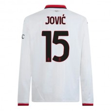 Fotbalové Dresy AC Milan Jović 15 Venkovní 2024-25 Dlouhý Rukáv
