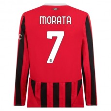 Fotbalové Dresy AC Milan Morata 7 Domácí 2024-25 Dlouhý Rukáv