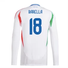 Fotbalové Dresy Itálie Barella 18 Venkovní Euro 2024 Dlouhý Rukáv