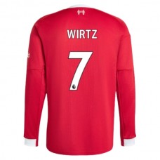 Fotbalové Dresy Liverpool Wirtz 7 Domácí 2025-26 Dlouhý Rukáv