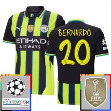 Fotbalové Dresy Manchester City Bernardo 20 Venkovní Champions League With Patch 2024-25