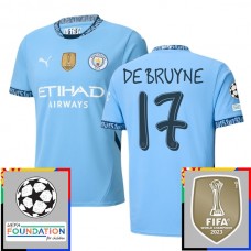 Fotbalové Dresy Manchester City De Bruyne 17 Domácí Champions League With Patch 2024-25