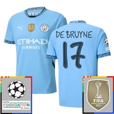 Fotbalové Dresy Manchester City De Bruyne 17 Domácí Champions League With Patch 2024-25