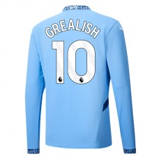 Fotbalové Dresy Manchester City Grealish 10 Domácí 2024-25 Dlouhý Rukáv