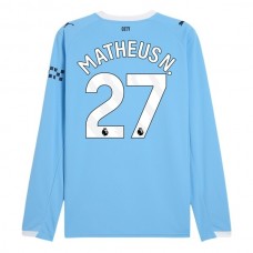Fotbalové Dresy Manchester City Matheus N. 27 Domácí 2025-26 Dlouhý Rukáv