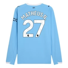 Fotbalové Dresy Manchester City Matheus N. 27 Domácí 2025-26 Dlouhý Rukáv