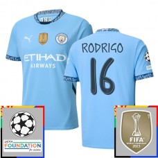 Fotbalové Dresy Manchester City Rodrigo 16 Domácí Champions League With Patch 2024-25