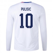 Fotbalové Dresy USA Pulisic 10 Domácí Copa América 2024 Dlouhý Rukáv