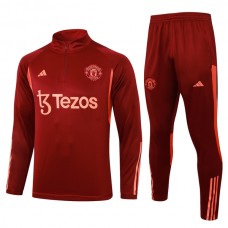 Manchester United Tréninkové Soupravy 2023-24 - 1-4 Zip Dark Červená