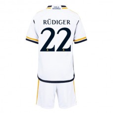 Real Madrid Dětské Fotbalové Dresy Komplet 2023-24 Antonio Rüdiger 22 Domácí