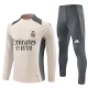 Real Madrid Tréninková Mikina Soupravy 2024-25 - 1-4 Zip Béžová