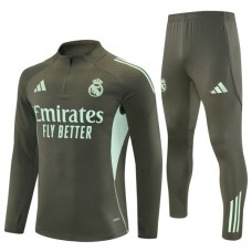 Real Madrid Tréninková Mikina Soupravy 2025-26 - 1-4 Zip Khaki