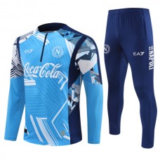 SSC Napoli Tréninková Mikina Soupravy 2024-25 - 1-4 Zip Modrá