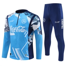 SSC Napoli Tréninková Mikina Soupravy 2024-25 - 1-4 Zip Modrá